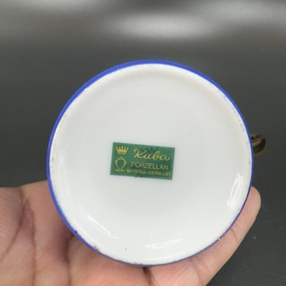 Kuba Bavaria Cobalt Blue Portrait Teacup And Saucer Set Germany Gold Edges VTG - Picture 8 of 16